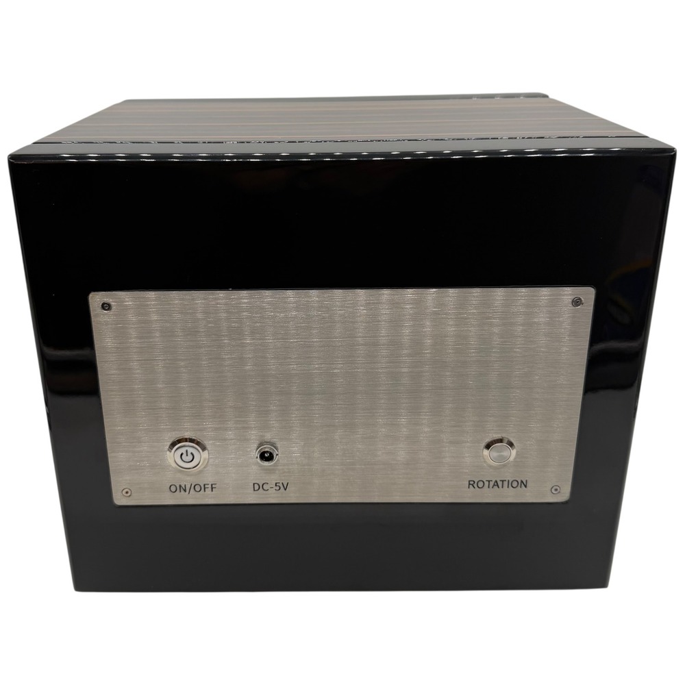 Dual Watch Winder Ebony Wood Grain Finish Black Automatic Watch Box with Adapter - Picture 5 of 16